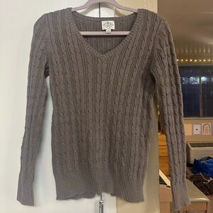 St. John's Bay V-Neck Cable Knit Sweater - Brown